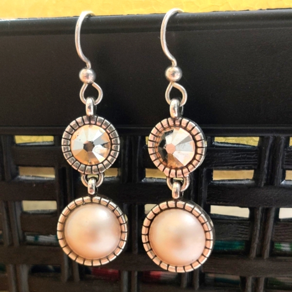 Brighton Dusty Rose/champagne Pearls earrings